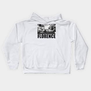 Florence Black and White Photography Travel Landscape (black text) Kids Hoodie